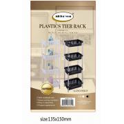 Plastic 4-Tier Rack Black Color-6 Pcs/Cs