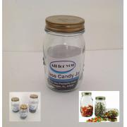 Glass Candy Jar w/Metal Tighten Lid, 13.5 Oz/400 ml, Small Size-24pcs/cs