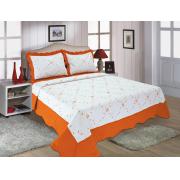 Quilt set-king size-orange color with bordered embroideries