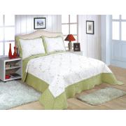 King Size Quilt Set- Sage Color with bordered embroideries