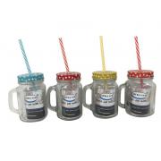 Glass Mug with colorful lid and straw- 15 Oz/440 ml- 24 pcs/cs