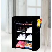 4-Tier Shoe Closet with Fabric Cover-Black Color-23.6
