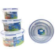 #9000, 6-Piece Round Plastic Food Container Set-1200ml/680ml/300ml