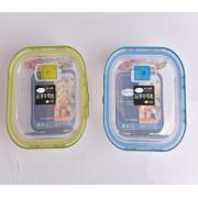 800ml/27.33oz Square Glass Container with 2 Color Lid