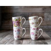 New Bone China Mugs with roses printing-36 pcs/cs