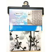#1751-28,PEVA Shower Curtain with Black Floral prints-12pcs/cs