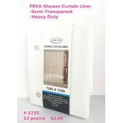 Heavy Duty PEVA Shower Curtain Liner-Semi-transparent-12pcs/cs
