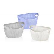 #T601, 2.38Gal/9Liter Oval Plastic Basket with Knit Design-24 PCS/CS
