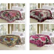 Full/Queen Super Soft Bed Blanket with Pressed Prints-assorted- 5kg-4 pcs/cs
