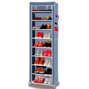 Larger Size 9-Tier Shoe Closet with Fabric Cover-Gray color-27.1