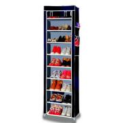 Larger Size 9-Tier Shoe Closet with Fabric Cover-Navy color-27.1