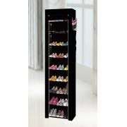 Larger Size 9-Tier Shoe Closet with Fabric Cover-Black color-27.1