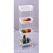 White Color 4 tier basket with wheels-4 PCS/CS