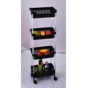 #192,Black Color 4-tier basket with wheels-4 PCS/CS