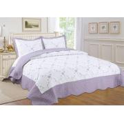 Lilac Color King Size Quilt Set with Bordered Embroideries