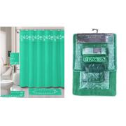 #1410-aqua,18-PC Embroidered Bath Mat Set-aqua color-6 Sets/cs