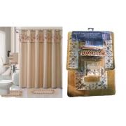 #1410-gold,18-PC Embroidered Bath Mat Set-gold color-6 Sets/cs