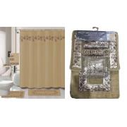 #1410-taupe,18-PC Embroidered Bath Mat Set-taupe color-6 Sets/cs