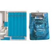 #1410-turquoise,18-PC Embroidered Bath Mat Set-turquoise color-6 Sets/cs