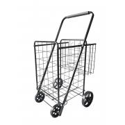 #C159-BK,Heavy Duty L Size Shopping Cart with 4 Rubber Wheels and small basket-1PC/CS