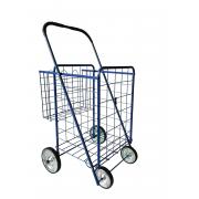 #C-156-BL, Blue L Size Dual Basket Shopping Cart with 4 Metal Wheels-1PC/CS,3pcs/big case