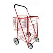 #C-156-RD, Red L Size Dual Basket Shopping Cart with 4 Metal Wheels-1PC/CS,3PCS/big case