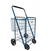 #NC159-BL, Heavy Duty L Size Shopping Cart with 4 Rubber Wheels and small basket-3PCS/CS