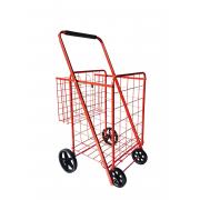 #NC159-RD, Heavy Duty L Size Shopping Cart with 4 Rubber Wheels and small basket-1PC/CS
