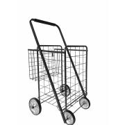 #NC161-BK,Heavy Duty Red L Size Shopping Cart with 4 Rubber Wheels and small basket-1PC/CS