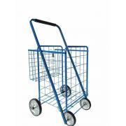 #NC161-BL,Heavy Duty Red L Size Shopping Cart with 4 Rubber Wheels and small basket-1PC/CS