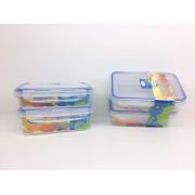 #9003 4-Piece Plastic Food Storage Container-1200ml/800ml-12 sets/cs