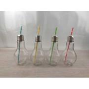 #961*,  7OZ/200ml Bulb Shape Glass Bottle with Straw-24 PCS/CS