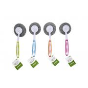 #4605, Plastic Scourer scrubber with handle-36PCS/CS
