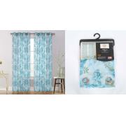 #P-073, Orly Aqua Blue Color Dolly Print Window Curtain Panel-24PCS/CS	