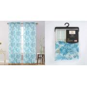 #P-077 Nina Aqua Blue Color Dolly Print Window Curtain Panel-24PCS/CS	