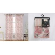 #P-084, Bella Peach Color Dolly Print Window Curtain Panel-24PCS/CS	