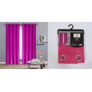 #P-014, Maria Fushia Color Faux Silk Window Curtain Panel-24PCS/CS	
