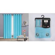 #P-024, Maria L-Blue Color Faux Silk Window Curtain Panel-24PCS/CS	