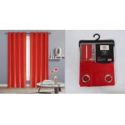 #P-026, Maria Red Color Faux Silk Window Curtain Panel-24PCS/CS	