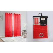 #P-007,Raquel Christmas Red Polyester Window Curtain Panel-24PCS/CS	