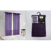 #P-096,Angela Purple Pocket Rod Polyester Window Curtain Panel-24PCS/CS	