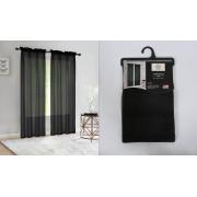 #P-105,Angela Black Pocket Rod Polyester Window Curtain Panel-24PCS/CS	