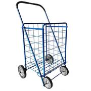 #C-155-BL,L Size Dual Basket Shopping Cart with 4 Metal Wheels-1PC/CS