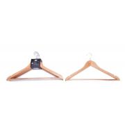 #3010, 5PC Grade A Wooden Hangers with Notch, Clear anti-slip Rubber bar and Chrome Hook-24 SETS/CS