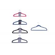#3012, 4PC Plastic Velvet Hangers with Galvanized Hooks-36 SETS/CS