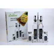 280/70ml 2PCS Glass Oil Bottle + 2pcs Glass Spice Jar with Metal Lid 12SETS/CS