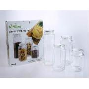 1750/1410/1130/800ml 4pcs Glass Bottle with Glass Lid 4SETS/CS