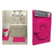 #1408-7, 7mm pile Hot Pink color 3PC Solid bath mat-12sets/cs