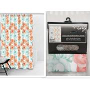 #1413-16,180g Canvas Fabric Printed Shower Curtain- 12 pcs/cs