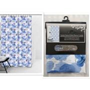 #1413-21,180g Canvas Fabric Printed Shower Curtain- 12 pcs/cs